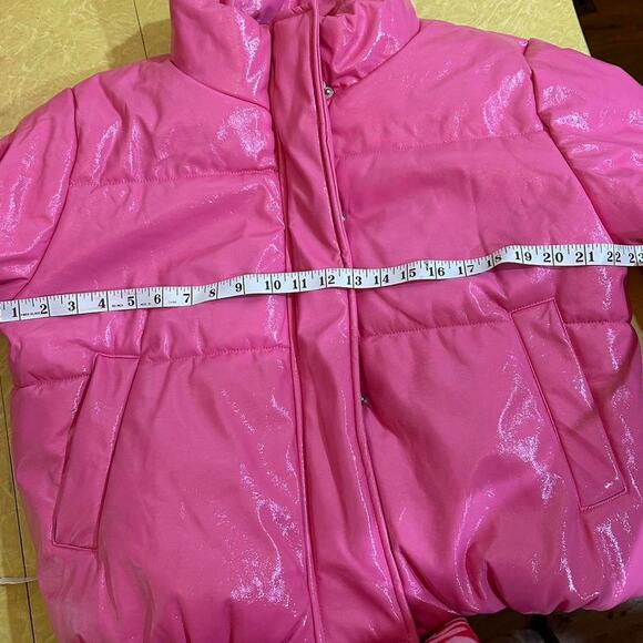 cute bubble gum coquettecore pink plus size shiny puffy puffer coat jacket - Picture 7 of 7